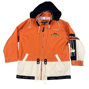 Brenntano 100 Car Racing Italian Casual Orange Hooded Jacket Sz Large